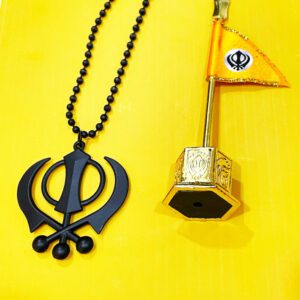 khanda car hanging & nishan Sahib